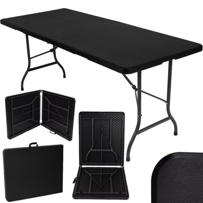 STÓŁ CATERINGOWY OGRODOWY SKŁADANY dł. 180 cm CZARNY - stół składany dł. 180 cm CZARNY