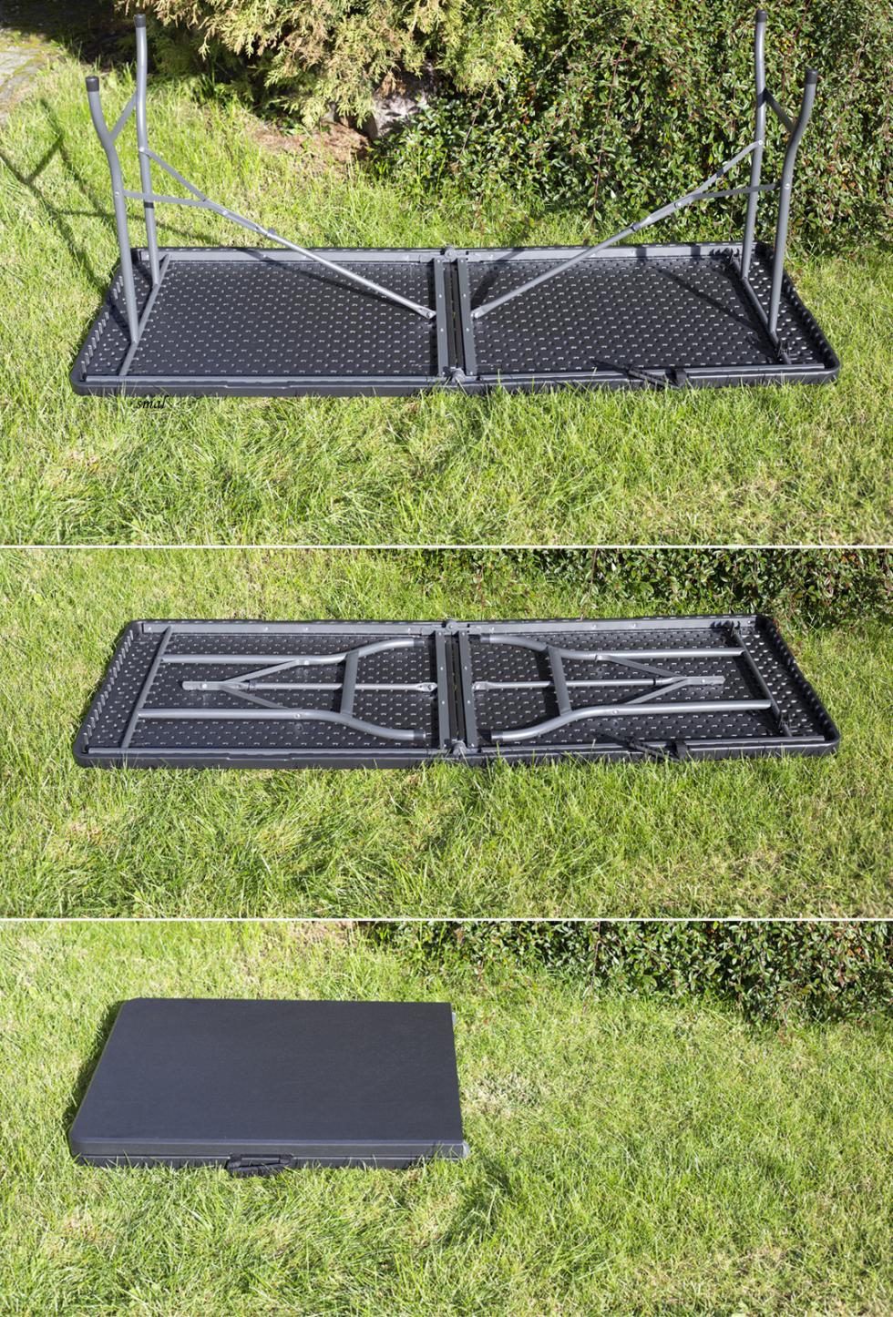 STÓŁ CATERINGOWY OGRODOWY SKŁADANY dł. 180 cm CZARNY - stół składany dł. 180 cm CZARNY - obrazek 2