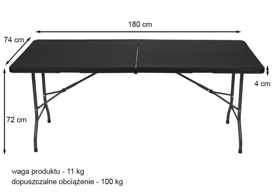 STÓŁ CATERINGOWY OGRODOWY SKŁADANY dł. 180 cm CZARNY - stół składany dł. 180 cm CZARNY - obrazek 9