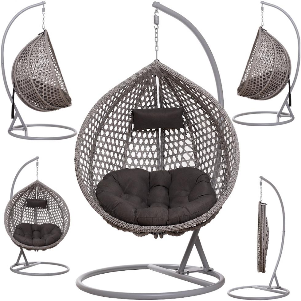 FOTEL WISZĄCY ogrodowy bujany kosz kokon MAJORKA - SZARY - Fotel MAJORKA - Szary