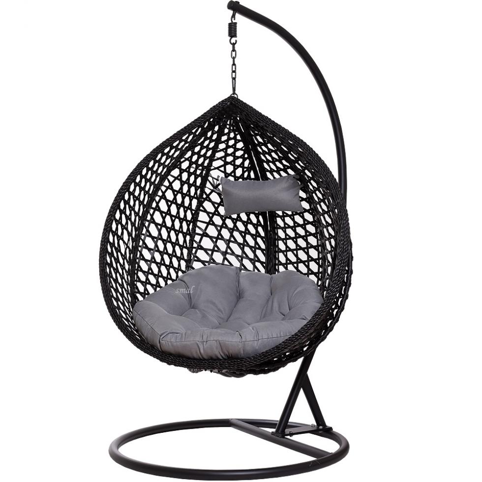 FOTEL WISZĄCY ogrodowy bujany kosz kokon MAJORKA - CZARNY - Fotel MAJORKA - Czarny - obrazek 4