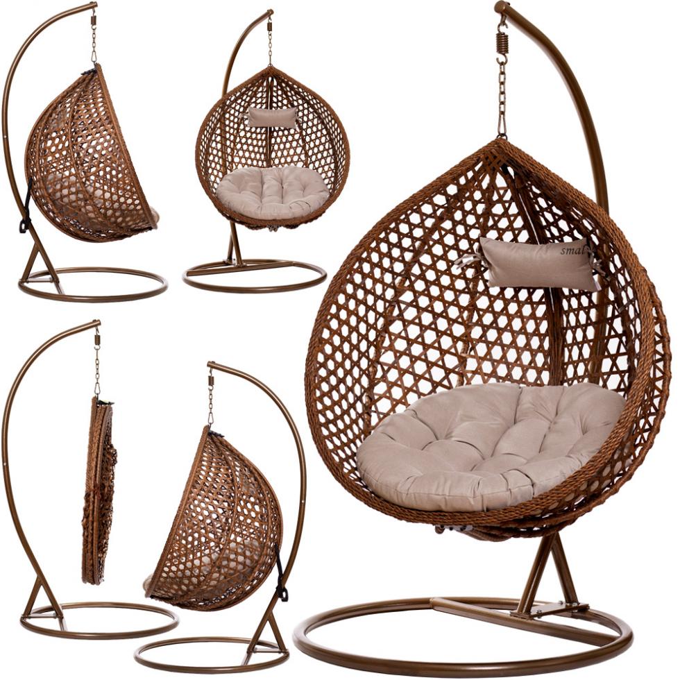 FOTEL WISZĄCY ogrodowy bujany kosz kokon MAJORKA - BRĄZOWY - Fotel MAJORKA - BRĄZOWY - obrazek 9