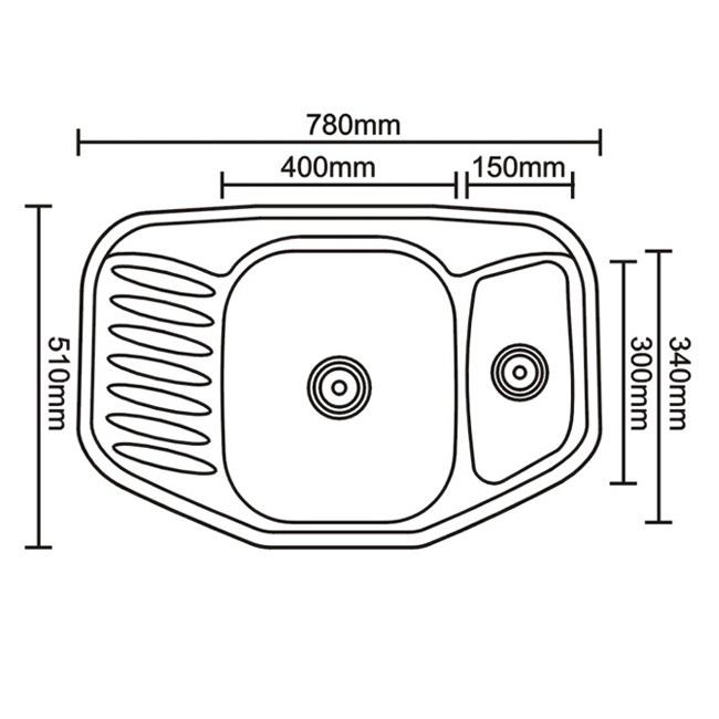 Alternative view of Zlewozmywak metalowy NOVA wpuszczany w blat struktura len - Zlew NOVA