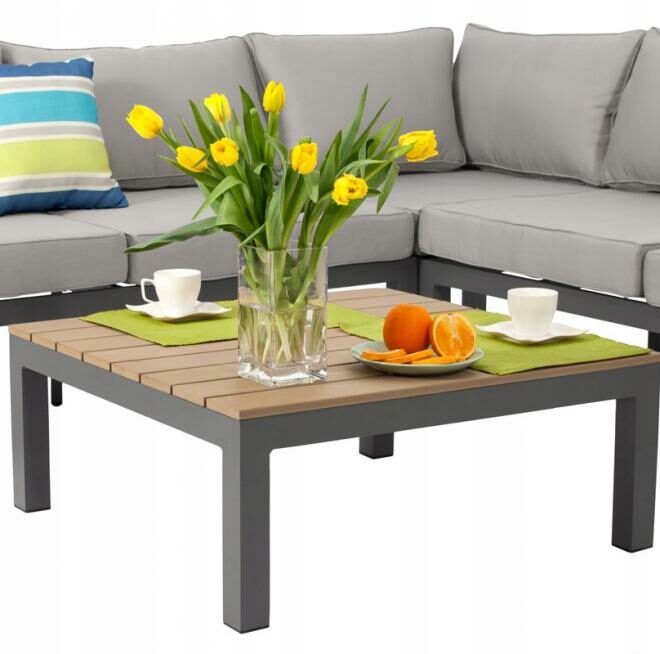 Narożnik ogrodowy BALI ze stolikiem - szary - Narożnik ogrodowy BALI ze stolikiem – szary