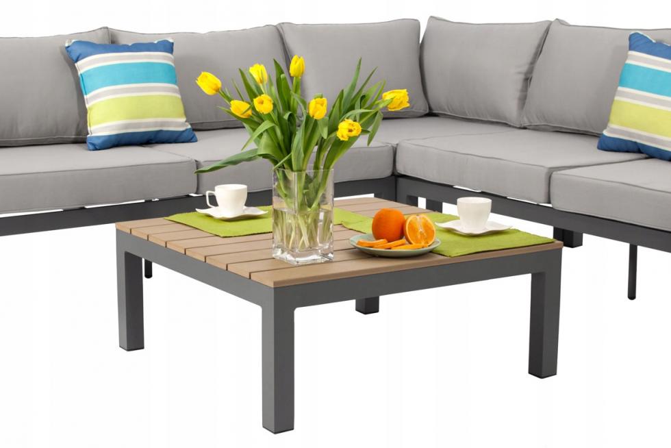 Narożnik ogrodowy BALI ze stolikiem - szary - Narożnik ogrodowy BALI ze stolikiem – szary