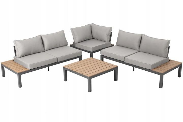 Narożnik ogrodowy BALI ze stolikiem - szary - Narożnik ogrodowy BALI ze stolikiem – szary - obrazek 3