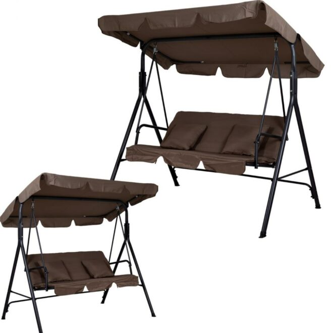 HUŚTAWKA OGRODOWA 3-osobowa ROXI METALOWA BEŻOWA - Huśtawka ROXI
