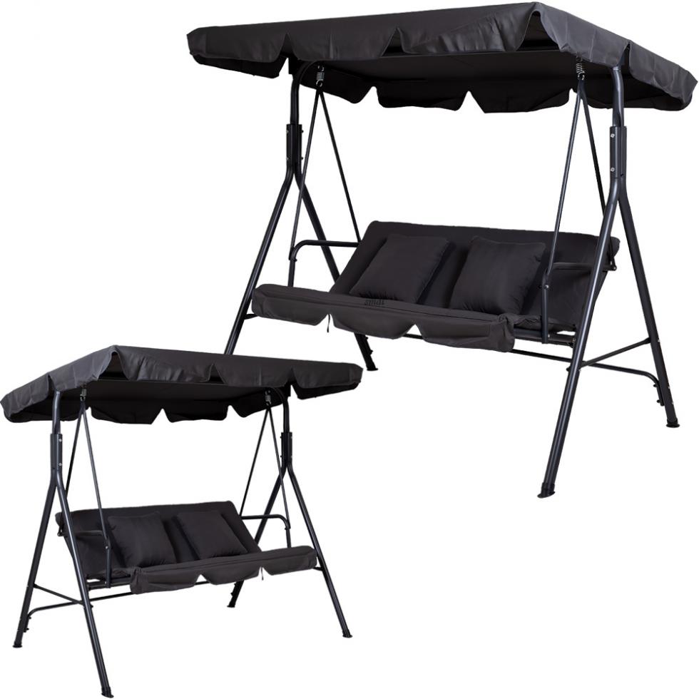 HUŚTAWKA OGRODOWA 3-osobowa ROXI METALOWA SZARA - Huśtawka ROXI