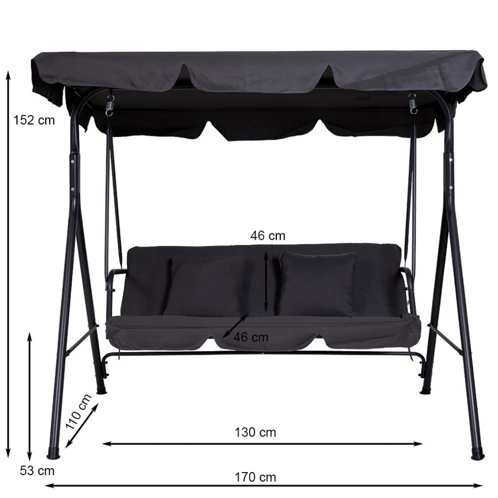 HUŚTAWKA OGRODOWA 3-osobowa ROXI METALOWA SZARA - Huśtawka ROXI - obrazek 12