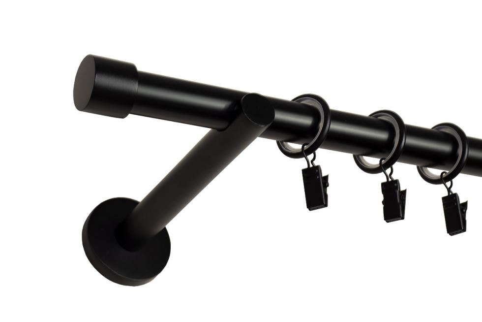 KARNISZ POJEDYNCZY fi 19 CZARNY MAT ZAŚLEPKA CICHE KÓŁKA - 360 cm - obrazek 2