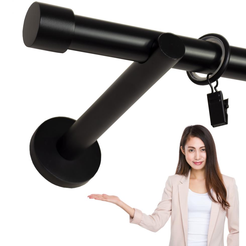 KARNISZ POJEDYNCZY fi 19 CZARNY MAT ZAŚLEPKA CICHE KÓŁKA - 360 cm - obrazek 3