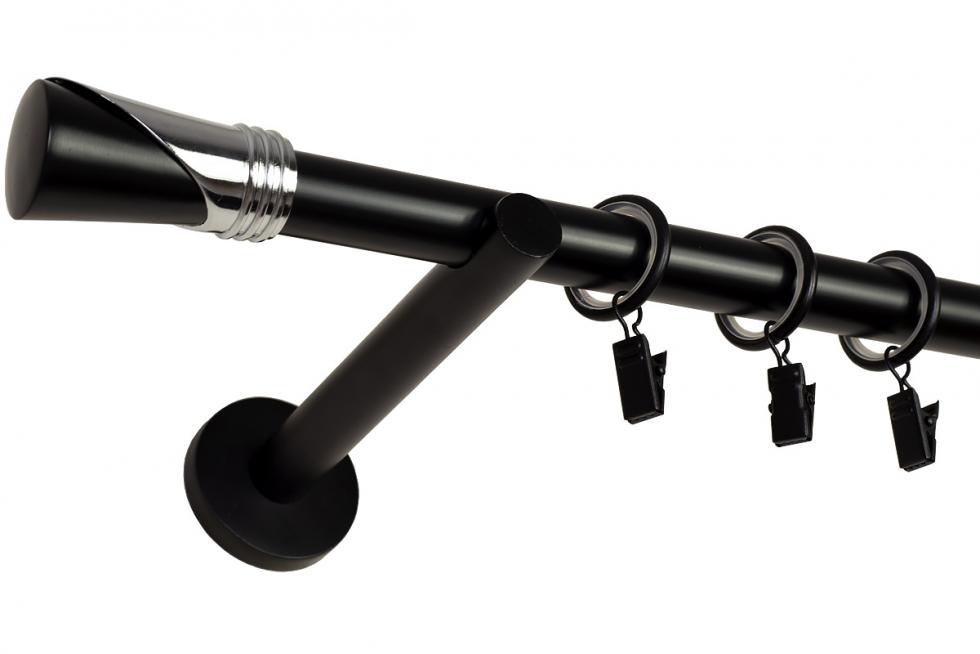 KARNISZ POJEDYNCZY fi 19 CZARNY MAT LOKI CICHE KÓŁKA - 220 cm - obrazek 9