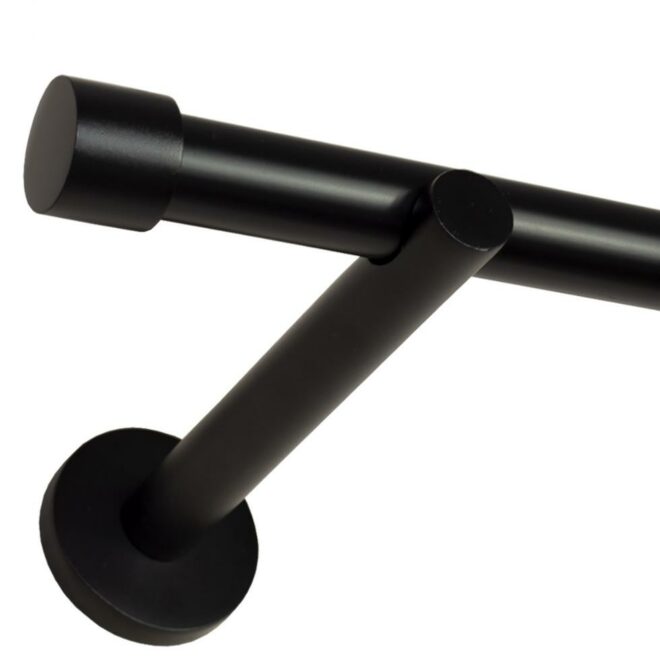 KARNISZ POJEDYNCZY fi 19 CZARNY MAT ZAŚLEPKA - 480 cm