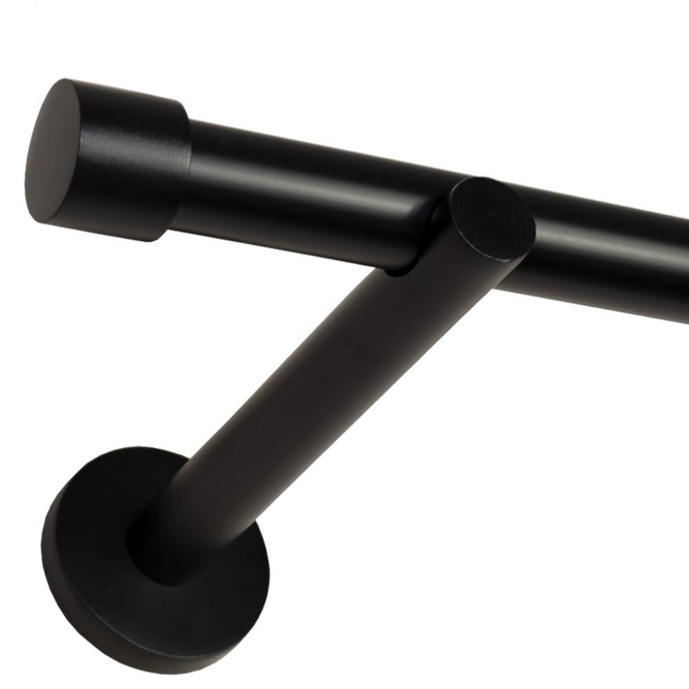 KARNISZ POJEDYNCZY fi 19 CZARNY MAT ZAŚLEPKA - 120 cm