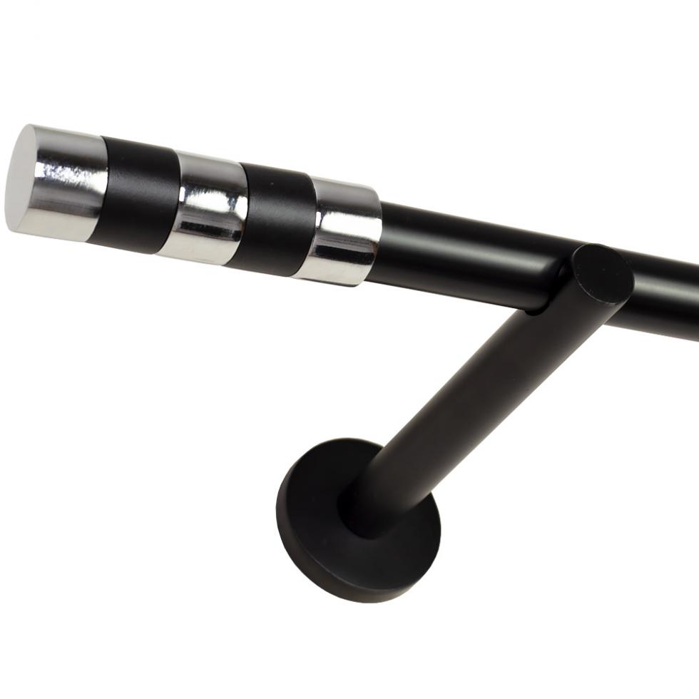 KARNISZ POJEDYNCZY fi 19 CZARNY MAT CYLINDER - 140 cm