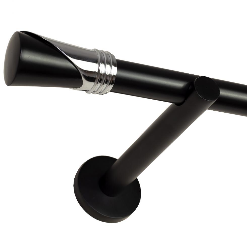 KARNISZ POJEDYNCZY fi 19 CZARNY MAT LOKI - 300 cm