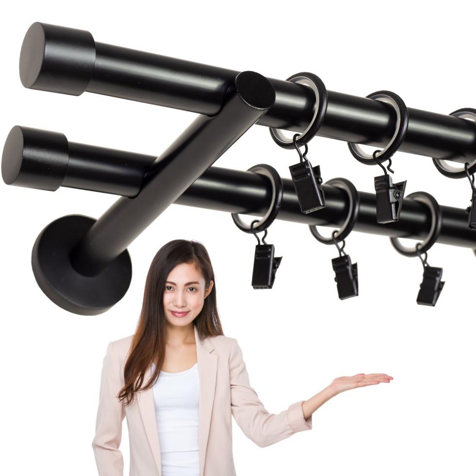 KARNISZ PODWÓJNY fi 19+19 CZARNY MAT ZAŚLEPKA CICHE KÓŁKA - 360 cm - obrazek 9