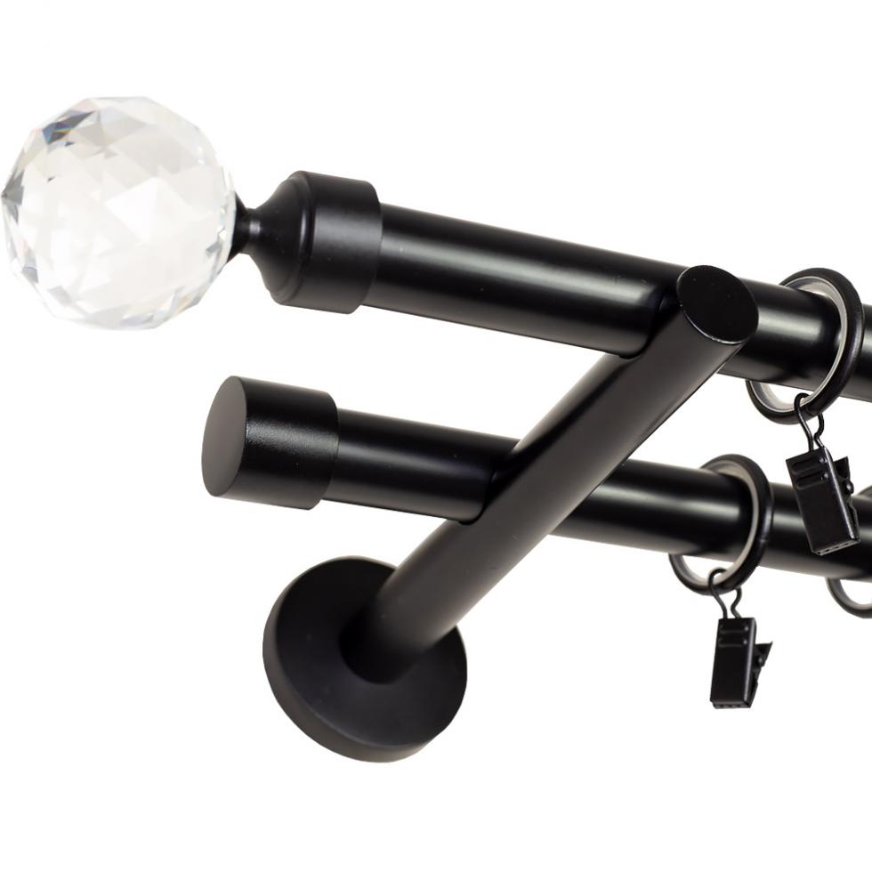 KARNISZ PODWÓJNY fi 19+19 CZARNY MAT PARYS CICHE KÓŁKA - 220 cm - obrazek 8