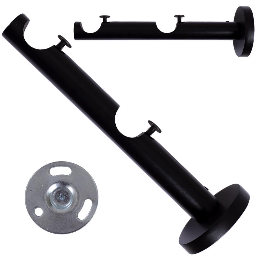 KARNISZ PODWÓJNY fi 19+19 CZARNY MAT CYLINDER CICHE KÓŁKA - 140 cm - obrazek 2