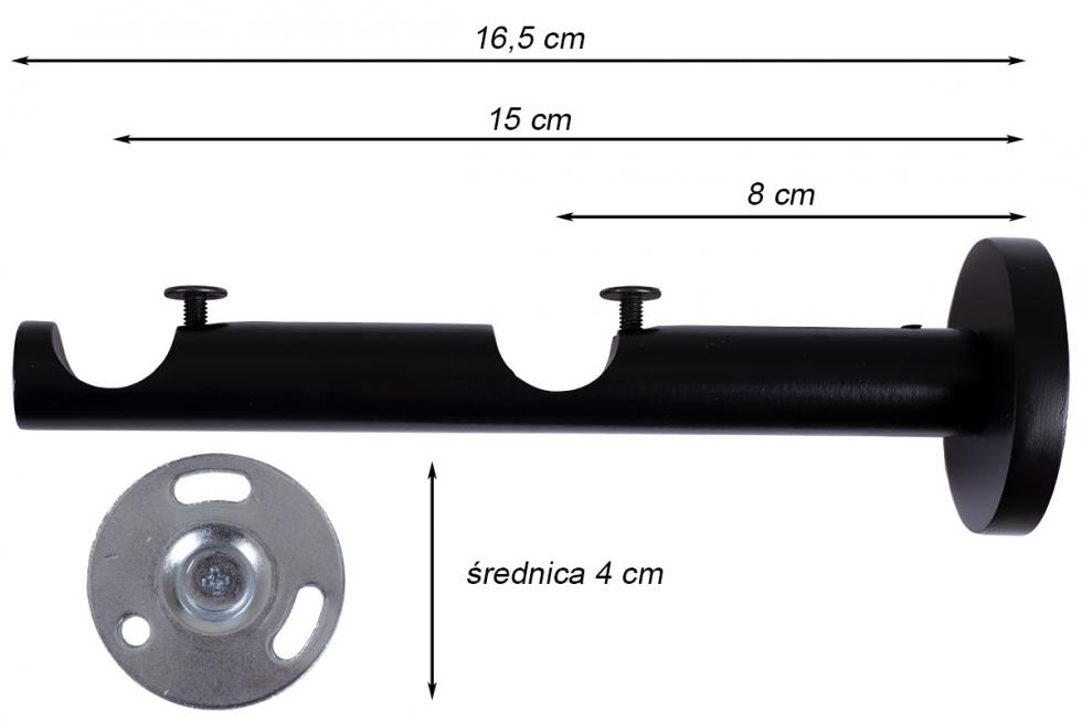 KARNISZ PODWÓJNY fi 19+19 CZARNY MAT CYLINDER CICHE KÓŁKA - 140 cm - obrazek 6
