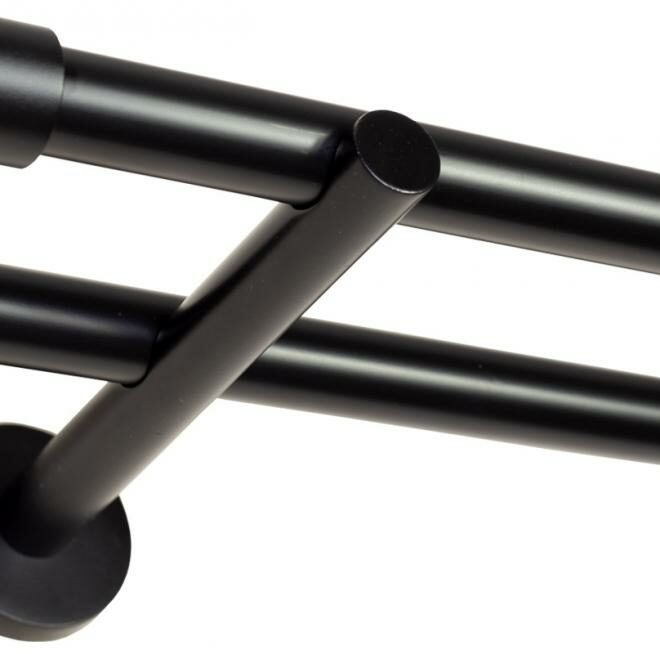 KARNISZ PODWÓJNY fi 19+19 CZARNY MAT ZAŚLEPKA - 220 cm