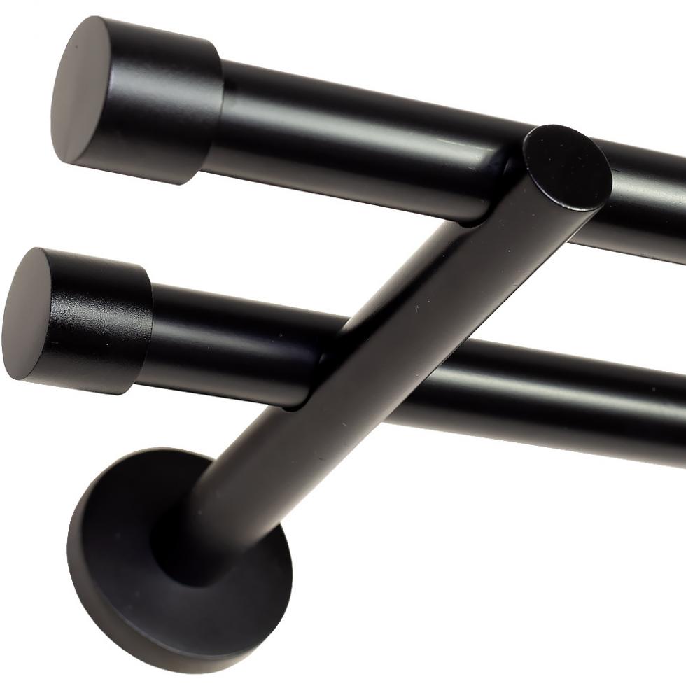 KARNISZ PODWÓJNY fi 19+19 CZARNY MAT ZAŚLEPKA - 300 cm - obrazek 2