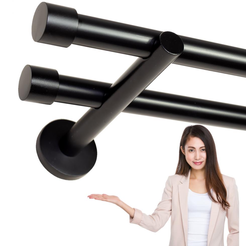 KARNISZ PODWÓJNY fi 19+19 CZARNY MAT ZAŚLEPKA - 300 cm - obrazek 3