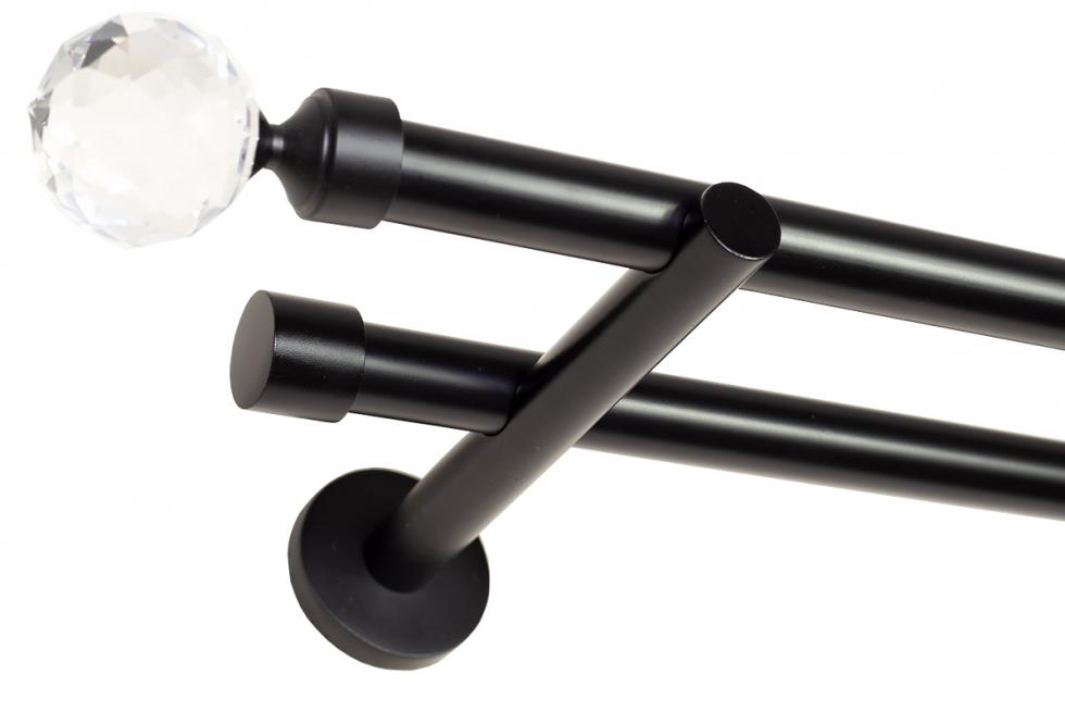 KARNISZ PODWÓJNY fi 19+19 CZARNY MAT PARYS - 280 cm - obrazek 7