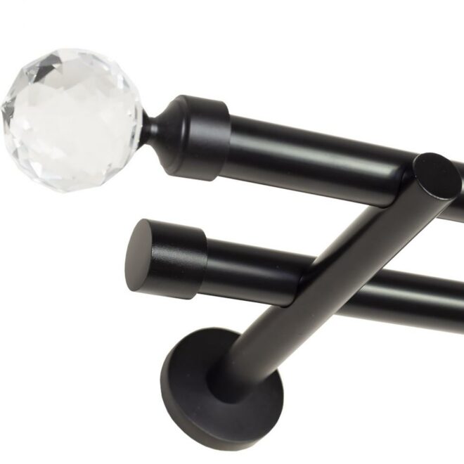 KARNISZ PODWÓJNY fi 19+19 CZARNY MAT PARYS - 340 cm