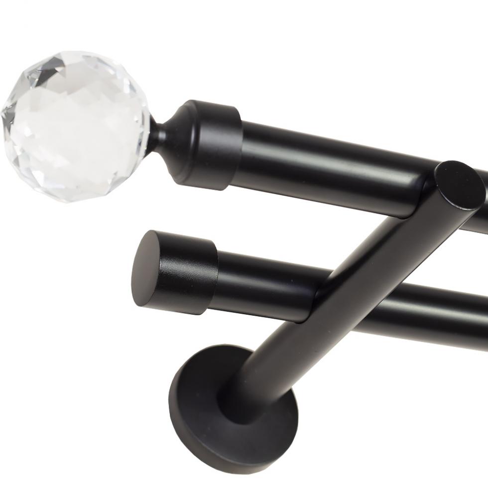 KARNISZ PODWÓJNY fi 19+19 CZARNY MAT PARYS - 280 cm