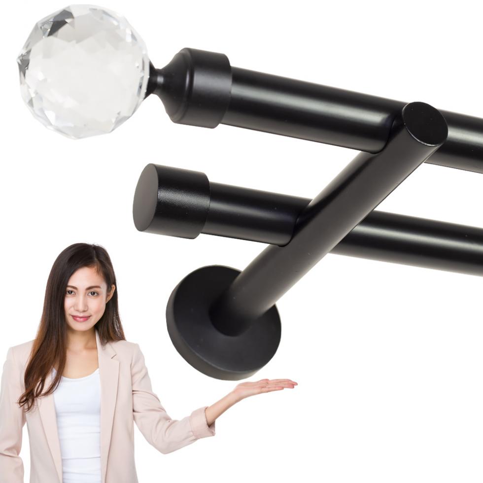 KARNISZ PODWÓJNY fi 19+19 CZARNY MAT PARYS - 280 cm - obrazek 8