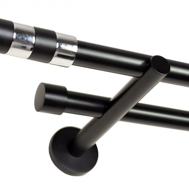 KARNISZ PODWÓJNY fi 19+19 CZARNY MAT CYLINDER - 260 cm