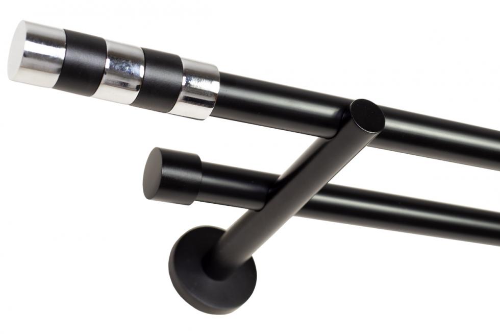 KARNISZ PODWÓJNY fi 19+19 CZARNY MAT CYLINDER - 160 cm