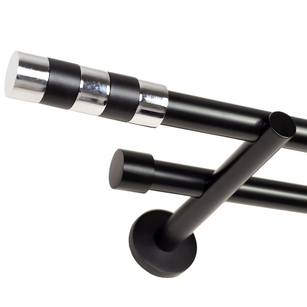 KARNISZ PODWÓJNY fi 19+19 CZARNY MAT CYLINDER - 160 cm - obrazek 8