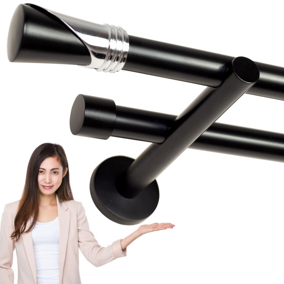 KARNISZ PODWÓJNY fi 19+19 CZARNY MAT LOKI - 480 cm - obrazek 8