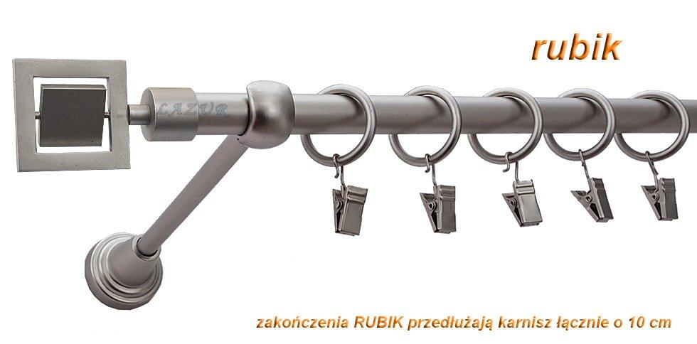 Karnisz RUBIK Satyna Nikiel, Pojedynczy 16 rura gładka - 480 cm - obrazek 3