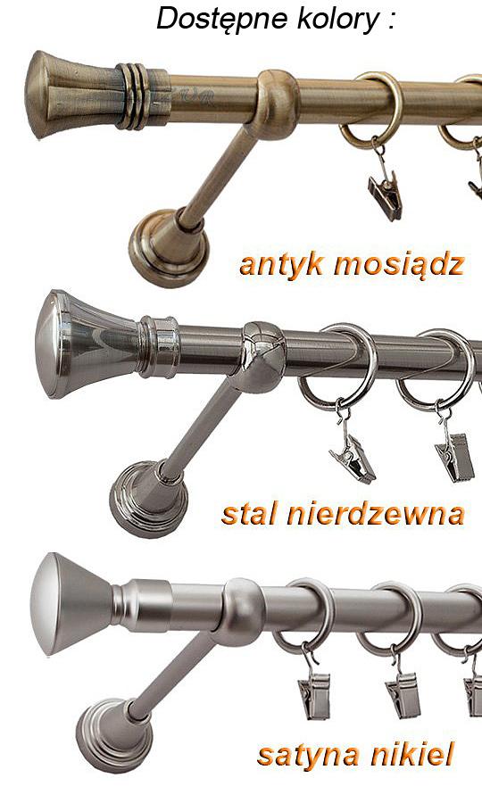 Karnisz ELIS Antyk Mosiądz, Pojedynczy 19 rura gładka - 260 cm - obrazek 2