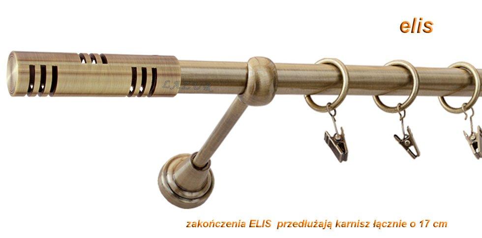 Karnisz ELIS Antyk Mosiądz, Pojedynczy 19 rura gładka - 260 cm - obrazek 3