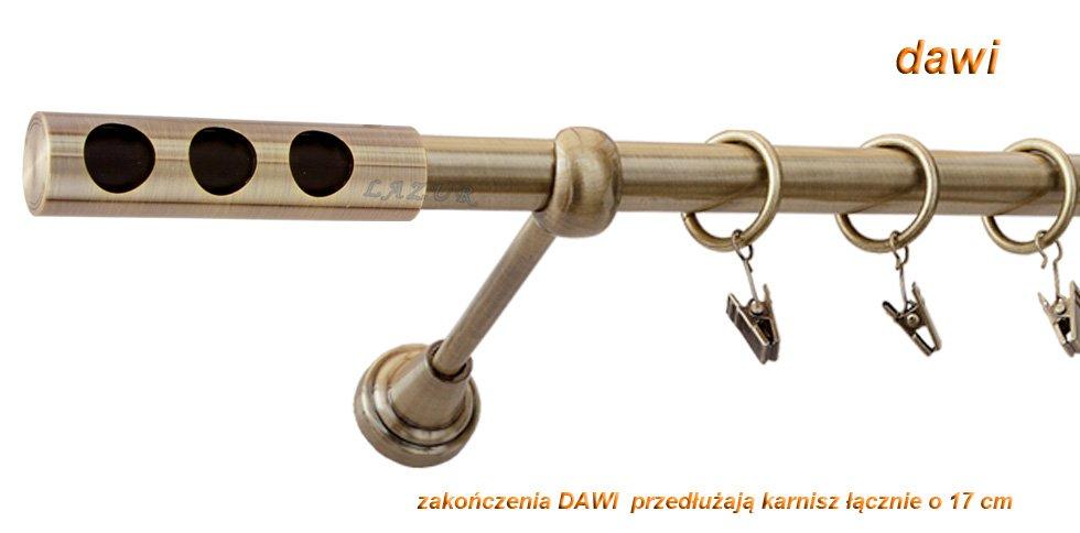 Karnisz DAWI Antyk Mosiądz, Pojedynczy 19 rura gładka - 160 cm - obrazek 3