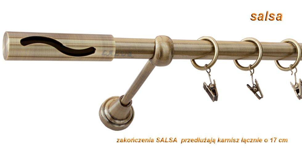 Karnisz SALSA Antyk Mosiądz, Pojedynczy 19 rura gładka - 140 cm - obrazek 3