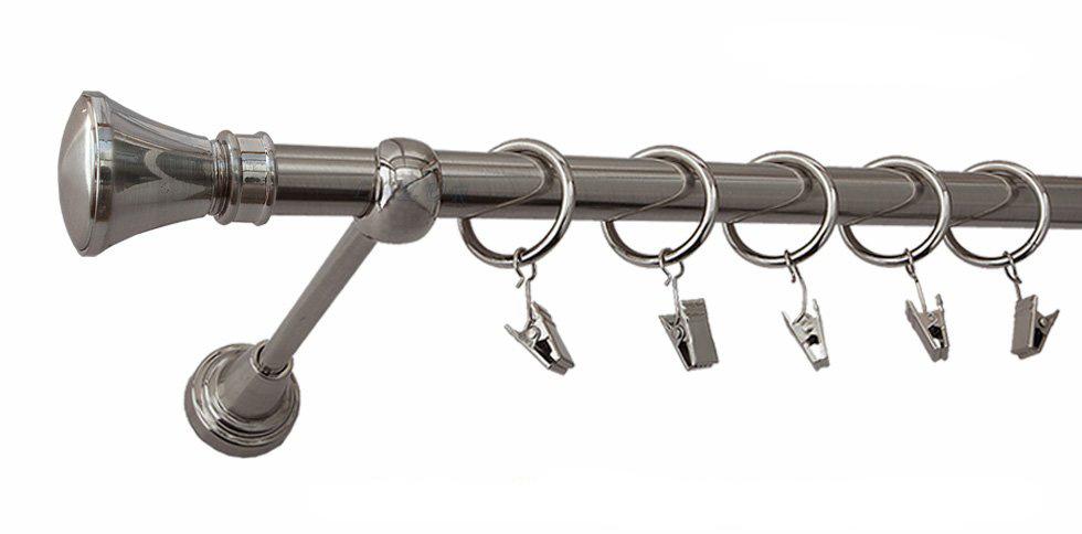 Karnisz LUXOR Stal Nierdzewna, Pojedynczy 19 rura gładka - 120 cm