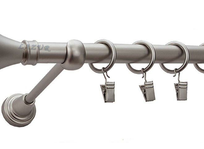 Karnisz LUXOR Satyna Nikiel, Pojedynczy 19 rura gładka - 480 cm