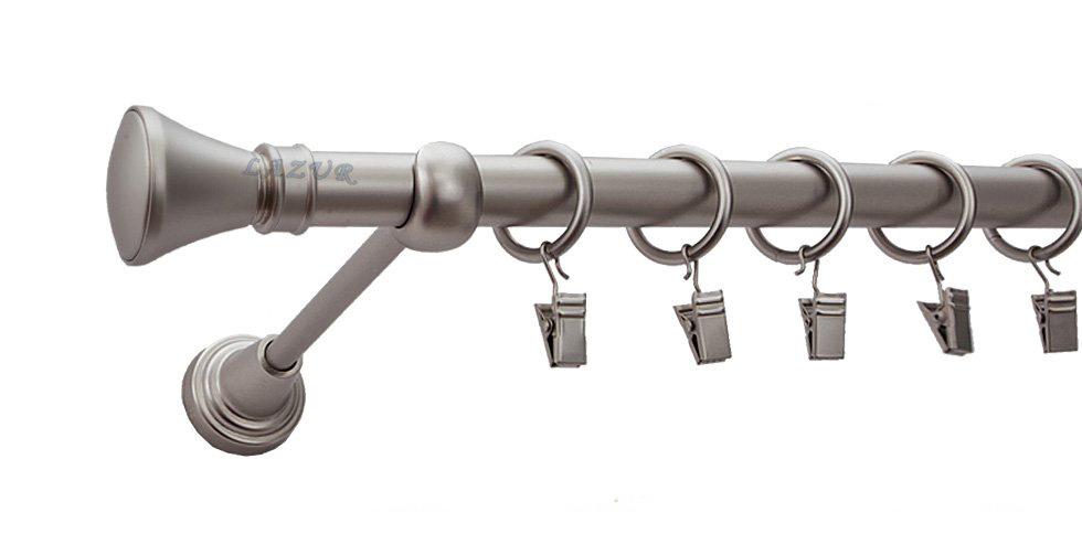 Karnisz LUXOR Satyna Nikiel, Pojedynczy 19 rura gładka - 340 cm