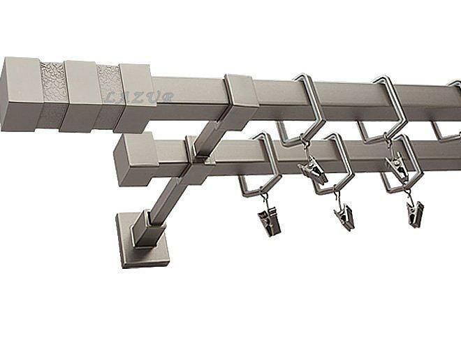 Karnisz NEPTUN Satyna Nikiel, Podwójny 20 + 20 mm KWADRO - 480 cm