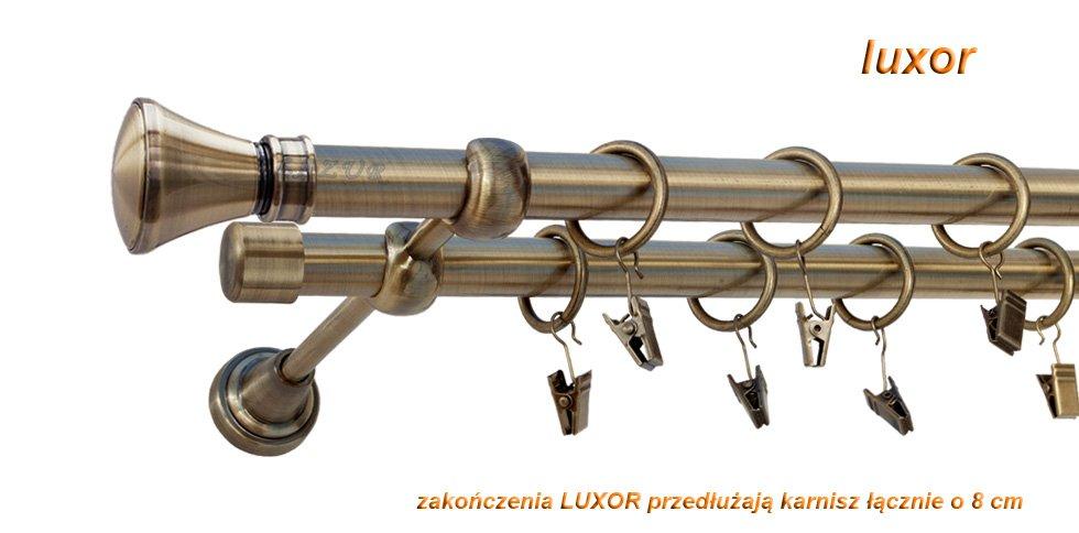 Karnisz LUXOR Antyk Mosiądz Podw. 19 + 19 rura gładka - 200 cm - obrazek 3