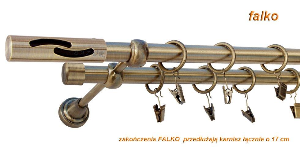 Karnisz FALKO Antyk Mosiądz Podw. 19 + 19 rura gładka - 240 cm - obrazek 3