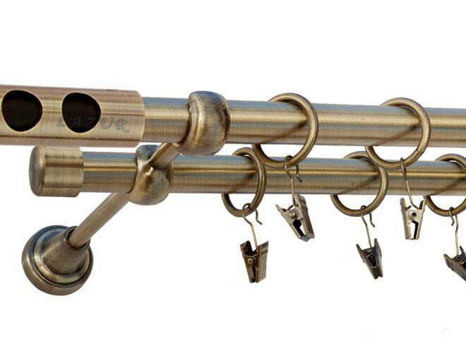 Karnisz DAWI Antyk Mosiądz Podw. 19 + 19 rura gładka - 480 cm