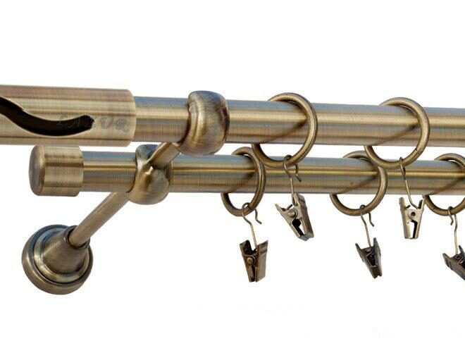 Karnisz SALSA Antyk Mosiądz Podw. 19 + 19 rura gładka - 260 cm