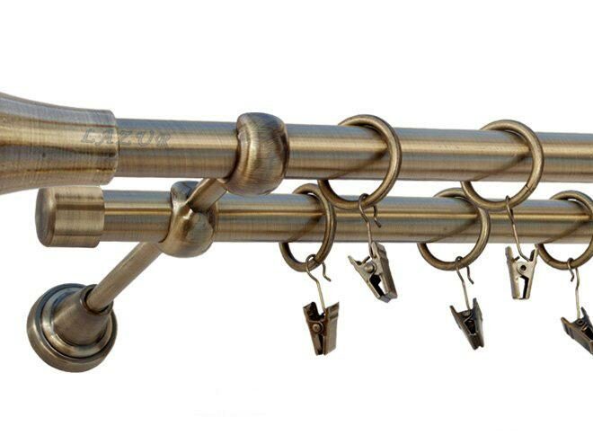 Karnisz MONACO Antyk Mosiądz Podw. 19 + 19 rura gładka - 340 cm