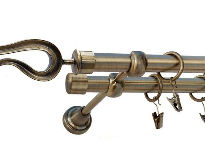 Karnisz VIOLO Antyk Mosiądz Podw. 19 + 19 rura gładka - 260 cm